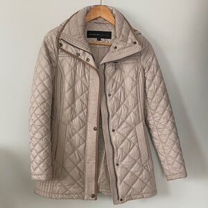 Quilted Light Beige Puffer Jacket for Women